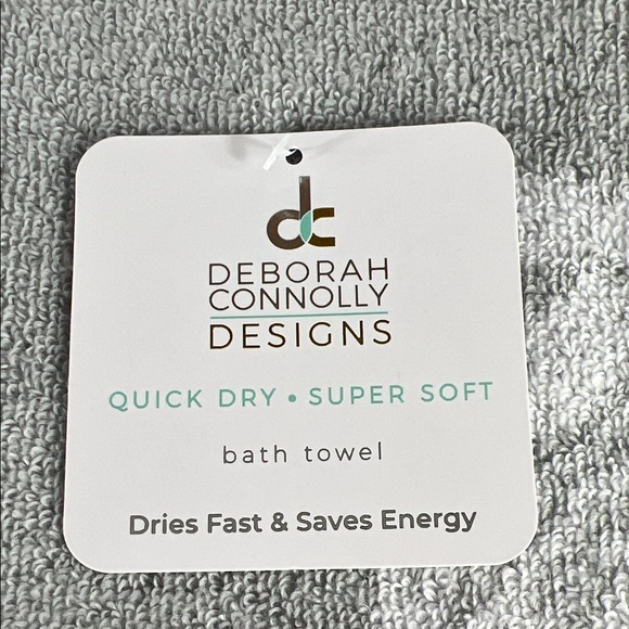 Deborah Connolly Swan Print Bath Towel Set Gray White Quick Dry Cotton 2 Pc NEW - Picture 3 of 8